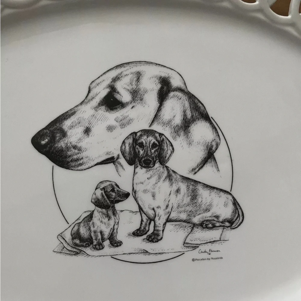 Large White 16” Decorative Dachshund Platter New - Picture 6 of 6